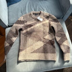 Express Men's Tan and Brown Crewneck Sweater